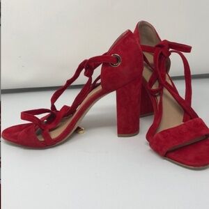 Suede red sandals